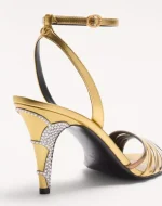 Valentino Ladycrush Sandal In Laminated Nappa With Crystals 85Mm - Image 7